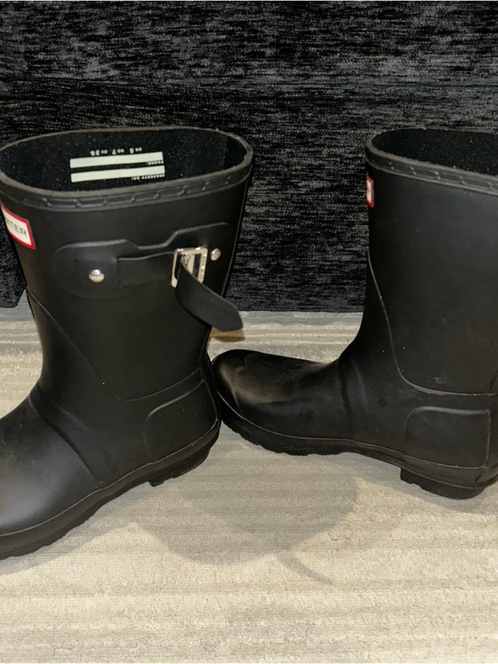 Hunter Black Mid Rain Boots with Logo - Picture 2 of 6